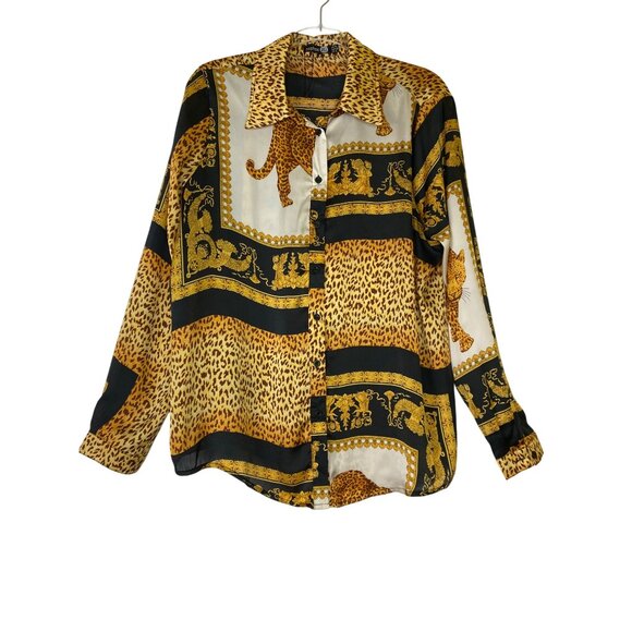 Leopard Print Satin Shirt & Skirt Set US 10‎ Tall Baroque Luxury Glamour Mobwife - Picture 5 of 16